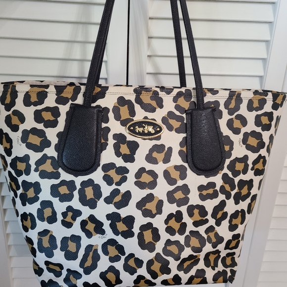 Coach Ocelot Leopard Shopper Tote - Picture 3 of 9